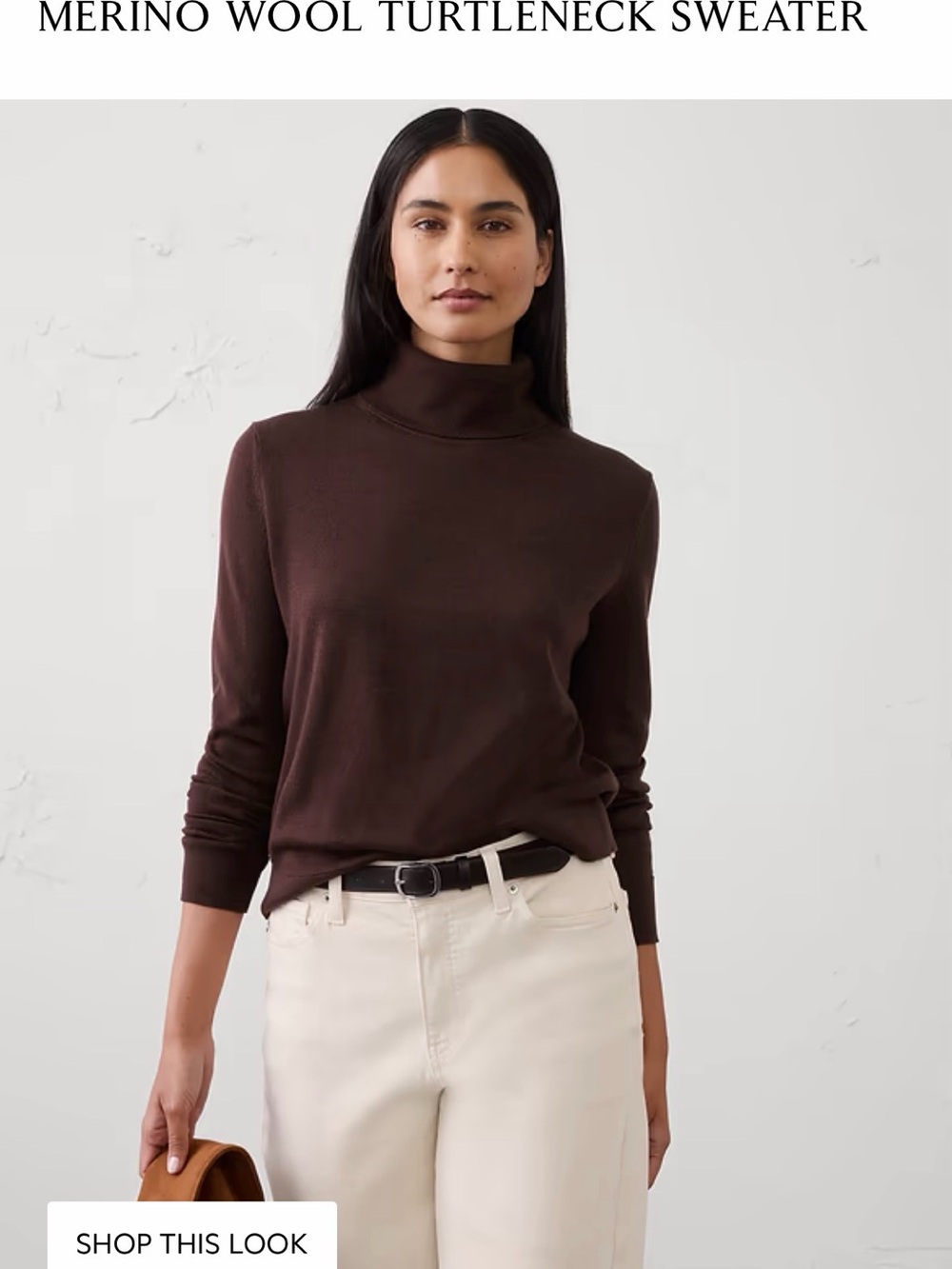 Banana Republic 100% Merino Wool Turtleneck Sweater - Black-medium